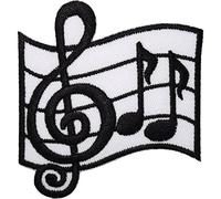 Parche de notas musicales para planchar o coser en blanco y negro bordado con insignia musical