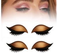 Parche de pestañas de sombra de ojos perezosa, sombra de ojos reutilizable 2 en 1 y pegatina de pestañas postizas, plantillas de maquillaje coloridas para todas las formas de ojos (Oro)