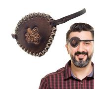 Parche De Pirata: Cuero De PU Marrón Retro Medieval, Accesorio De Disfraz De Fieltro Con Forma De Calavera, Diseño De Cobertura Total Ajustable Y Exquisita Artesanía De Superficie | Máscara Heroic