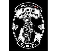 Parche de Policía CNP Si cae uno Apoyamos todos. Rectangular 10,16 x 7,6 cm Tela Impresa sublimado Borde Hilo Negro y tela de gancho Macho Trasero - 1 Unidad