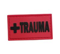 Parche de PVC para identificación de trauma, etiqueta de equipo médico, 1 x 1.75 pulgadas, rojo y negro, respaldo de para kits EDC, mochilas y paneles de equipo