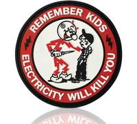 Parche de PVC Reddy Kilowatt - Remember Kids Electricity Will Kill You | Divertido parche de moral para sombrero duro, chaleco, bolsa de equipo, mochilas | Regalos para lineman, electricista,