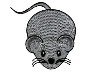 Parche de ratón gris para planchar o coser, para planchar o coser, para ropa, parche bordado, tamaño 5,0 x 7,0 cm
