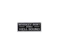 Parche de ray n con reverso termosellado, bordado con hilo alto, para planchar o serrar, ""Whisky Bent and Hell Bound"" - 10 x 5 cm