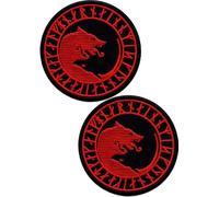 Parche de repuesto para parche bordado de lobo vikingo rojo, aplique táctico de moral con gancho y bucle, 2 piezas (lobo vikingo rojo)