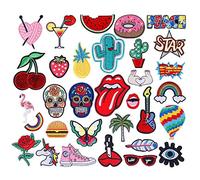 Parche de ropa Decorativos Parches Apliques Termoadhesivos Cute DIY Coser o Planchar para Ropa Camiseta Jeans Sombrero Pantalon Bolsas 32 pcs
