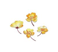 Parche de tela floral bordado 4 pegatinas de tela con diseño flor abedul, parches bordados vintage for planchar, adhesivos termofusibles decorativos for reparar agujeros, bolsos y zapatos(Yellow)