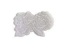 Parche de tela floral bordado Apliques de tela con flores blancas, pegatinas for ropa, parches termoadhesivos, bordados florales, for planchar, suministros costura for(9.3X13.6cm)