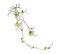 Parche de tela floral bordado Parche termoadhesivo con diseño floral de 51 x 17 cm, bordado flores pensamiento, for planchar, for ropa y vestidos(Yellow Green)