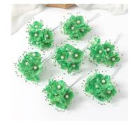 Parche Decorativo De Flores 12 Uds. Ramo de rosas artificiales de gasa de 12cm for decoración de la habitación del hogar, guirnalda for álbum de recortes, decoración de boda(Green)