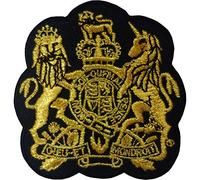 Parche del Escudo de Armas Real para Coser en la Insignia Bordada Reino Unido Inglaterra GB Oro Negro