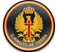 Parche Ejército de Tierra negro. Redondo 7,6 cm diámetro Tela Impresa sublimado Borde Hilo Negro y tela de gancho Macho Trasero - 1 Unidad