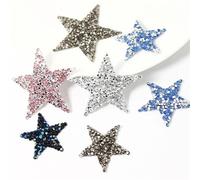 Parche Estrella Ropa 15 Uds. Parches termoadhesivos con diamantes de imitación estrella tamaño mixto for decoración artesanal ropa(Black AB 4.5cm)