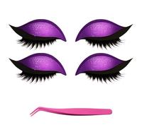 Parche for Pestañas Lazy Eye Shadow, Pegatinas De Maquillaje for Pestañas, Pegatinas Reutilizables 2 En 1 Con Pestañas Postizas Y Sombra, Plantillas De Maquillaje for Todas Las Formas De Ojos(Purple)