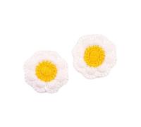 Parche for remendar ropa, 3,5 CM, 30 piezas, apliques de bordado de margaritas de dos colores, planchar y coser for chaqueta vaquera(White)