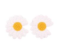 Parche for remendar ropa, 4,5 CM, 30 Uds., apliques de bordado de flores, planchar y coser for chaqueta vaquera(White)