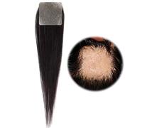 Parche frontal para el cabello, peluquín de cabello humano con parche para el cabello calvo para hombres/mujeres, encubrimiento de la pérdida de cabello(4 * 4cm)