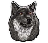 Parche grande de lobo con ojos amarillos - 17,9 x 23,4 cm - Parche bordado para espalda de motorista XXL parche para perro para chaquetas de moto chalecos de cuero - Bordado de