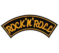 Parche grande de Rock 'N' Roll, color amarillo, 33,4 x 13,8 cm, bordado para arco superior, XXL para espalda, parche musical para chaqueta, chaleco de cuero, bordado de