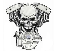 Parche grande de tela de 29 cm para bricolaje, diseño de esqueleto de motor, punk, motero, parches para motocicleta, bordado de luz, reflejos, chalecos, chaquetas clásicas