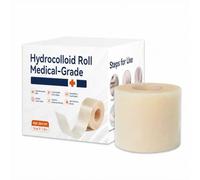 Parche Hidrocoloide Parches Cicatrizantes Hydrocolloid Roll 5cm x 1,5m Rollo Cortable con Película PU Impermeable Capa Absorbente CMC Tres Capas para Heridas Ampollas Rozaduras y Cuidado Diario