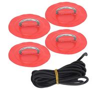 Parche Inflable para Bote con Anilla en D, 4 Piezas, Cordón Elástico, Fijo y Resistente - Material PVC Durable, Fácil Instalación, Para Kayak y Bote Inflable (parche rojo)