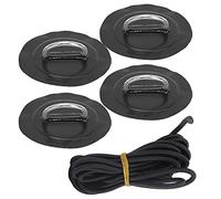 Parche Inflable para Bote con Anilla en D, 4 Piezas, Cordón Elástico, Fijo y Resistente - Material PVC Durable, Fácil Instalación, Para Kayak y Bote Inflable (parche negro)