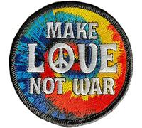 Parche Make Love Not War, Parches para Ropa Termoadhesivos - Parches Hippies para Hombre y Mujer para Personalizar y Reparar tu Ropa - 75 x 75 mm