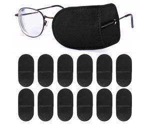 Parche ocular para gafas, 12 parches médicos, parche ocular para ojo perezoso, reutilizable, parches suaves de un solo ojo, cubierta de ojos de tela no tejida, adecuados para ojo perezoso y estrabismo