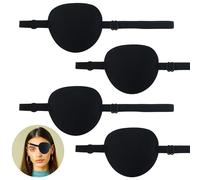 Parche Ojo Solo, Médico Parche Ojo, 4 Piezas Médicos para Adultos y Niños, Parches Ajustable Ojos Elásticos Seda Parche, Parches para Ojos Pirata, Cómodos Parche Ojo Estrabismo, Negro