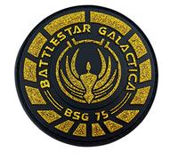 Parche para cosplay Battlestar Galactica BSG 75 oficial de PVC, color negro y dorado