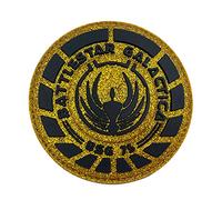 Parche para cosplay Battlestar Galactica BSG 75 oficial de PVC dorado y negro