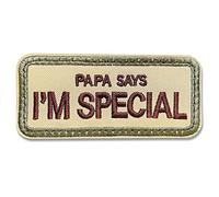 Parche para perro original táctico militar para mascotas papá dice que soy especial moral marrón bordado con apliques gancho lazo MAMA SAYS I'M SPECAIL