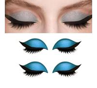 Parche para pestañas de sombra de ojos perezoso, 3 en 1 con purpurina y delineador de ojos, reutilizables, 2 pares azules para bodas, fiestas y disfraces