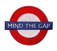 Parche para planchar con la palabra Mind The Gap, para coser o bordar, diseño de dibujos animados