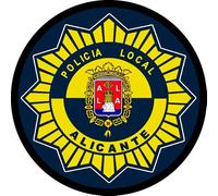 Parche Policía Local Alicante. Redondo 7,6 cm diámetro Tela Impresa sublimado Borde Hilo Negro y tela de gancho Macho Trasero - 1 Unidad