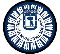 Parche Policía Municipal de Madrid. Redondo 7,6 cm diámetro Tela Impresa sublimado Borde Hilo Negro y tela de gancho Macho Trasero - 1 Unidad