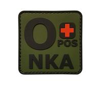 Parche Primeros Auxilios PVC 2x2 O Positivo Parche compatible con Velcro PVC Para Chaleco Ifak Botiquín Parche Tipo de Sangre Parche Táctico para Mochilas O Pos Parche (OD Verde) parches mochila milit