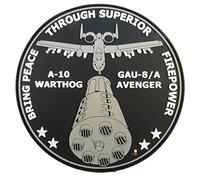 Parche PVC A-10 Warthog GAU-8/A Avenger [Negro Gris Blanco] Parches para Mochilas,PVC,EE.UU.,Parches de Moral,Tácticos,Molle