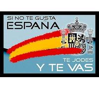 Parche rectangular Si no te gusta España te jodes y te vas, de 7,6 x 5,08 cm, de tela de poliéster sublimada con borde bordado con hilo negro, con tela de gancho trasera