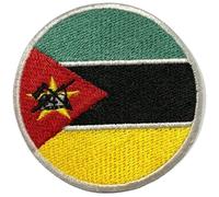Parche redondo de la bandera de Mozambique, 6 cm, bordado para planchar o coser, emblema militar táctico para chaquetas, mochilas, sombreros, chalecos y ropa, parche circular de bandera nacional