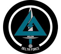 Parche Redondo Delta Force de 7,6 cm de Diámetro, Poliéster, Diseño Sublimado, Borde Bordado de hilo Negro, con tela de gancho trasera
