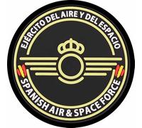 Parche Redondo Ejército del Aire España de 7,6 cm de Diámetro, Poliéster, Diseño Sublimado, Borde Bordado de hilo Negro, con tela de gancho trasera