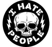 Parche Redondo I hate people de 7,6 cm de Diámetro, Poliéster, Diseño Sublimado, Borde Bordado de hilo Negro, con tela de gancho trasera