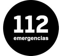 Parche Redondo negro 112 emergencias de 7,6 cm de Diámetro, Poliéster, Diseño Sublimado, Borde Bordado con hilo Negro, con tela de gancho trasera