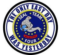 Parche Redondo Seal Team, The only easy day was yesterday, de 7,6 cm de Diámetro, Poliéster, Diseño Sublimado, Borde Bordado de hilo Negro, con tela de gancho trasera