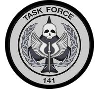 Parche Redondo Task Force 141 gris, de 7,6 cm de Diámetro, Poliéster, Diseño Sublimado, Borde Bordado de hilo Negro, con tela de gancho trasera