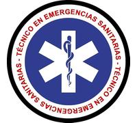 Parche Redondo Técnico en Emergencias Sanitarias, de 7,6 cm de Diámetro, Poliéster, Diseño Sublimado, Borde Bordado de hilo Negro, con tela de gancho trasera