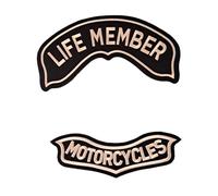 Parche Rocker Grande Life Member + parche parche bajo águila - Motorcycles - para chapter y bikers parche color oro fabricado en tela para chaqueta, chaleco motero