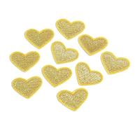 Parche Ropa Lote de 10 mini parches de corazón de 2 x 2,6 cm, multicolor, bordados, termoadhesivos, for ropa, vaqueros, pegatinas y costura.(Gold)